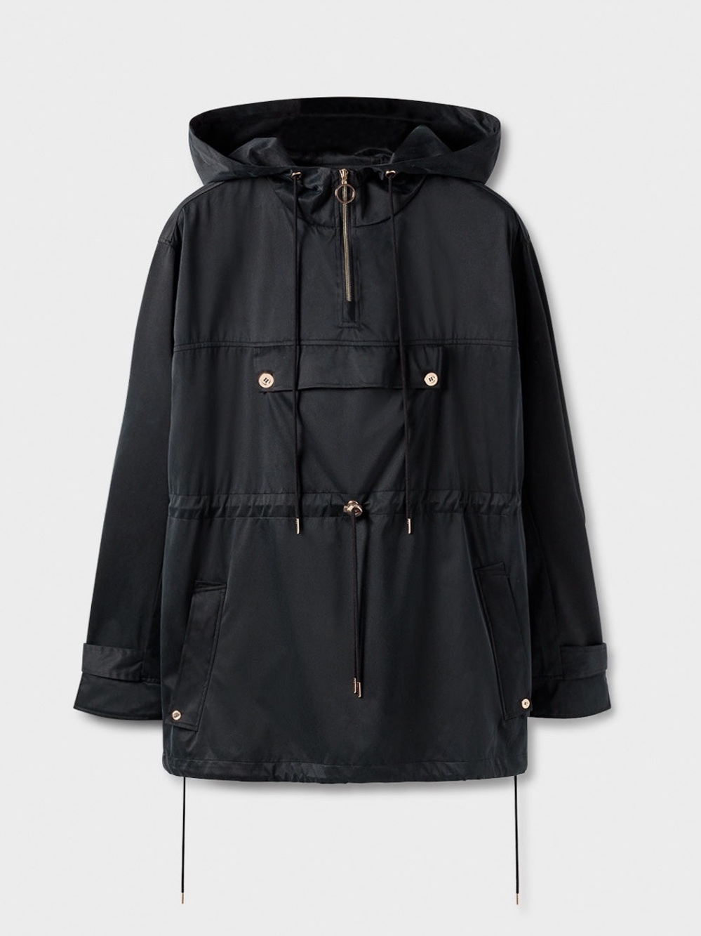Silk Laundry Silk Anorak Raincoat Black Medium